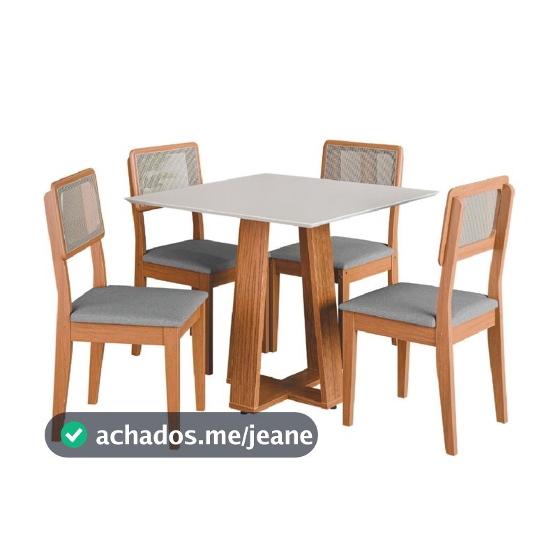 Conjunto Sala de Jantar Mesa Athenas Quadrada 4 Cadeiras Santiago Dobuê