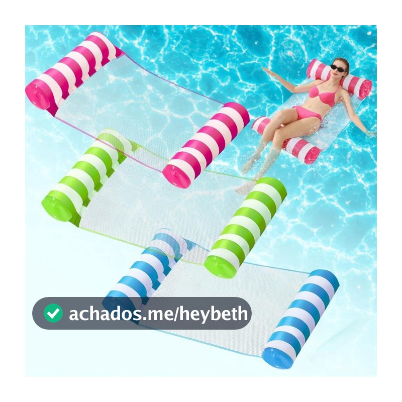 Bóia de Piscina Inflável com Rede Flutuante - Colchão de Água Reclinável e Confortável