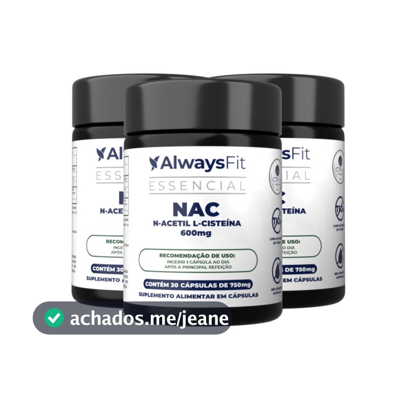 Kit 3 NAC AlwaysFit 600mg  | N-Acetil L-Cisteína + Selênio + Molibdênio | 30 Cápsulas