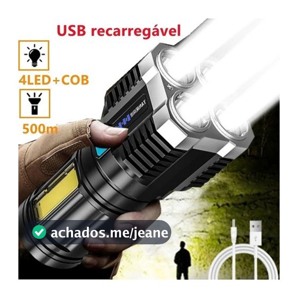 Lanterna de 4 Leds Potente Usb Recarregável Prova D'água Lanterna Mais Forte Do Mundo