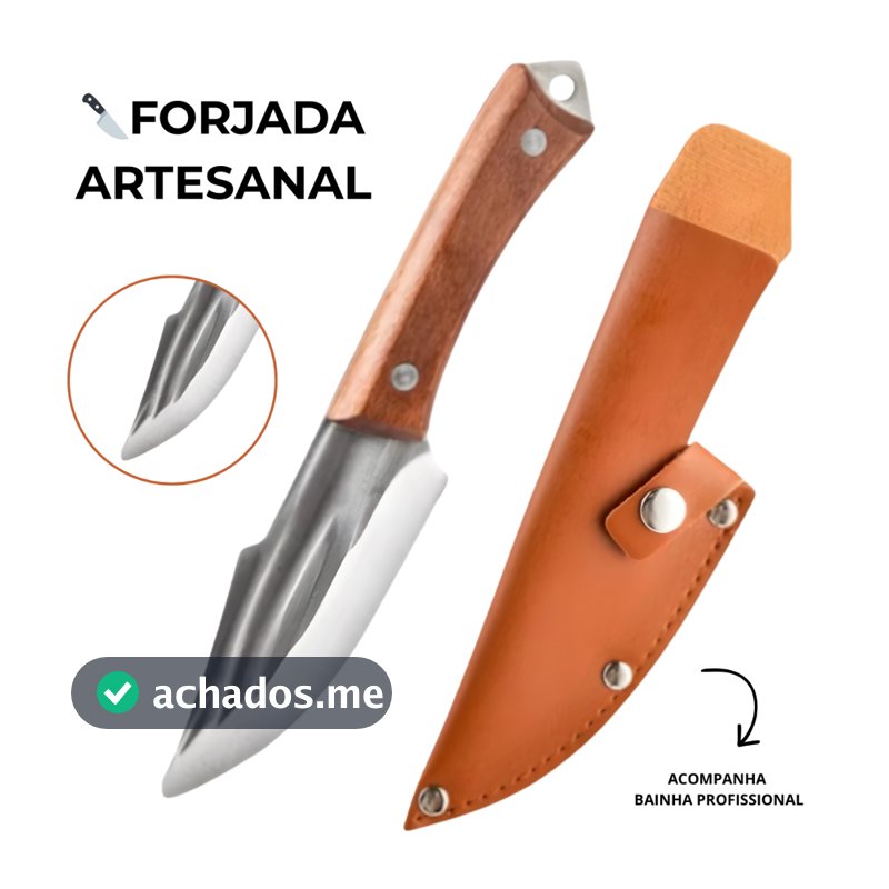 Faca de Desossa Profissional Forjada Artesanal com Bainha Ideal para Churrasco e Preparos na cozinha