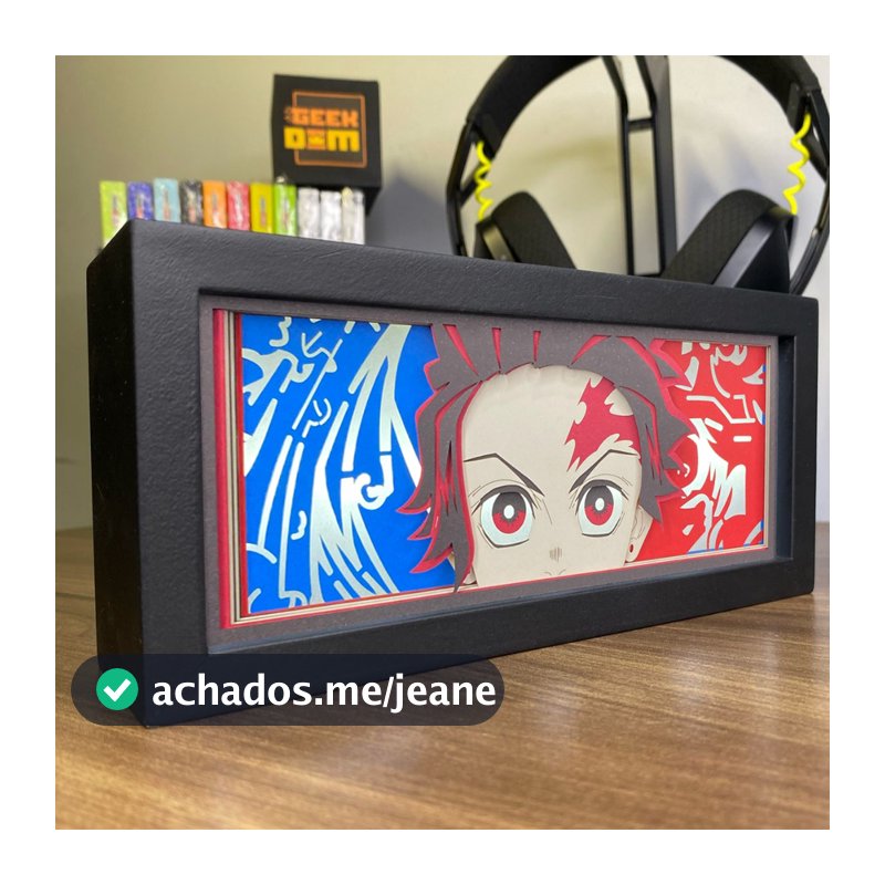 Luminária Lightbox Anime 3D LED Decoração DE Mesa PC Gamer Demon Slayer Kimetsu Yaiba Tanjiro Kamado