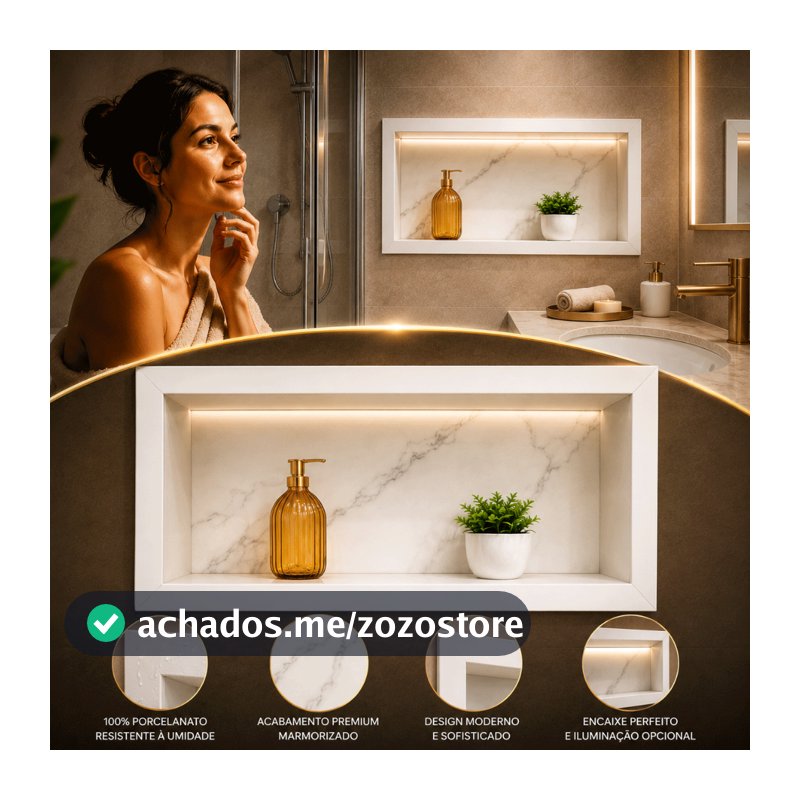 Nicho para Banheiro 60x30cm Nicho de Parede Saboneteira para Banheiro de Parede Nicho Banheiro