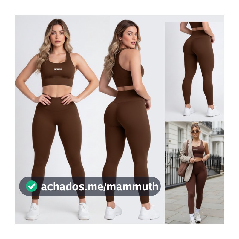 Conjunto Academia Top Fitness e Legging Cintura Alta Zero Transparência Suplex Strep Original
