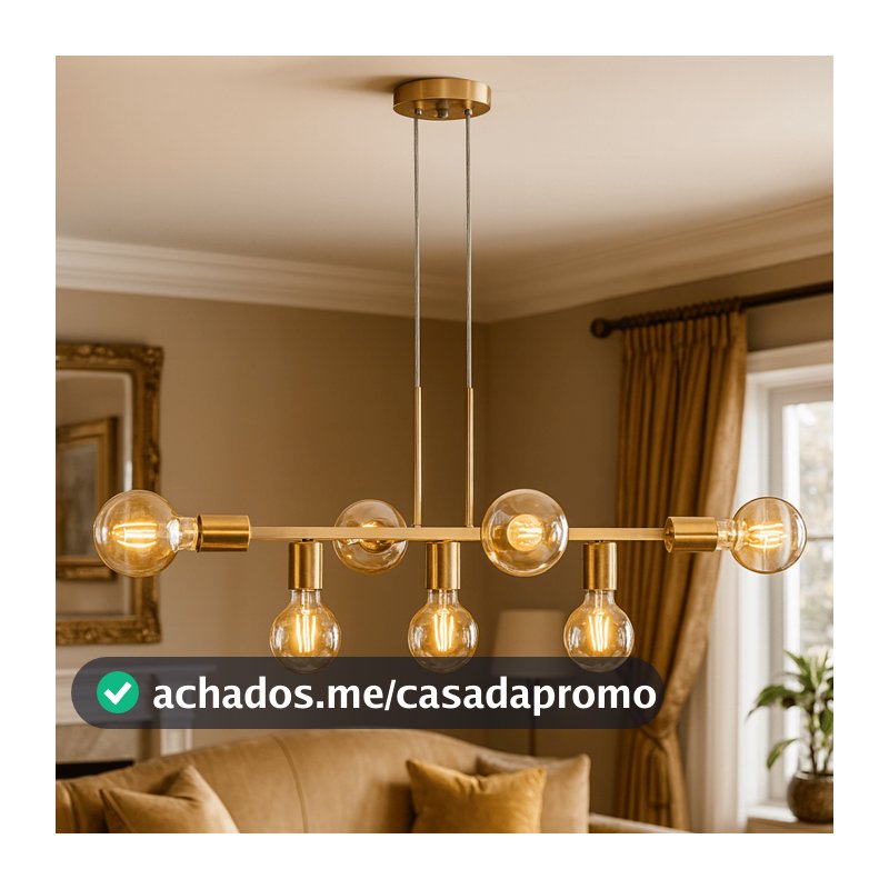 Luminária de teto Pendente Rubis para 7 Lâmpadas 68cm Canopla Enviada Conforme Disponibilidade (Estilo Jabuticaba)