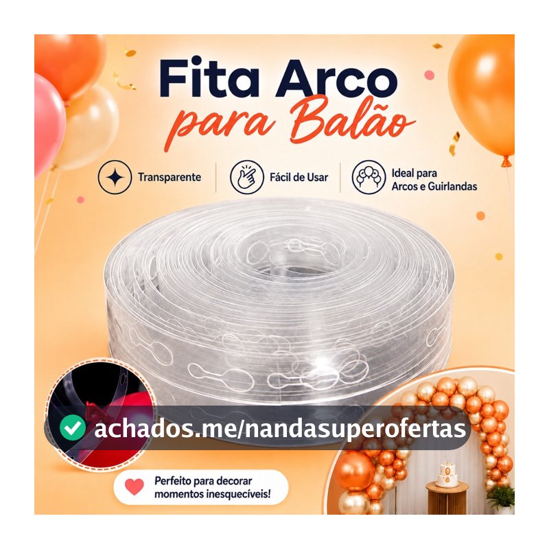 Kit 2 Fita Arco Desconstruído 5 Metros Balão Bexiga Decoração Festa