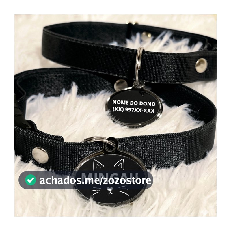 Coleira Para Gato Com Nome e Telefone Gravação Grátis Personalizada