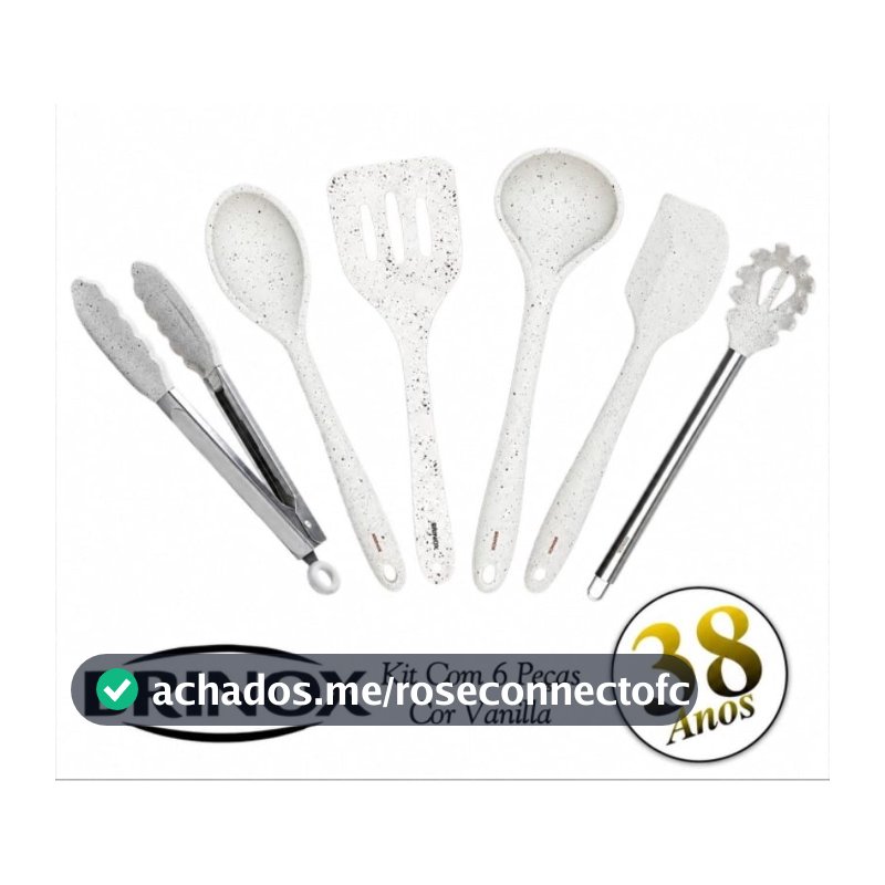Utensílios Silicone Cozinha Premium Kit 6 Peças BRINOX-Não Risca Panelas