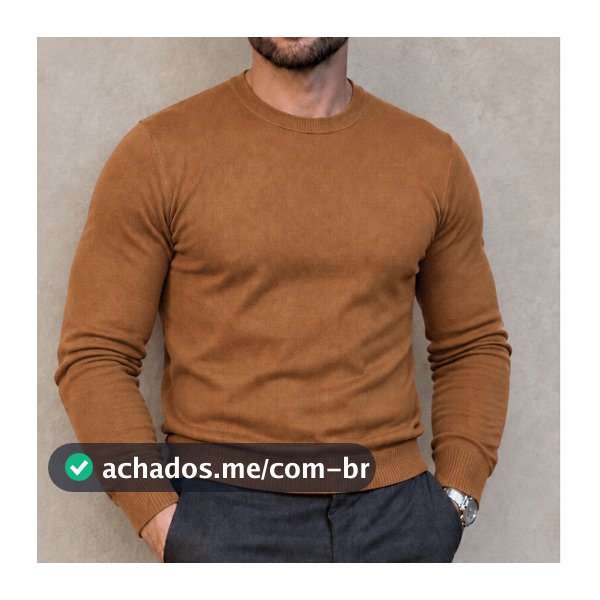 Blusa Masculina Lisa de Frio Suéter de Tricot Inverno Gola Redonda Básica Tam. M G GG