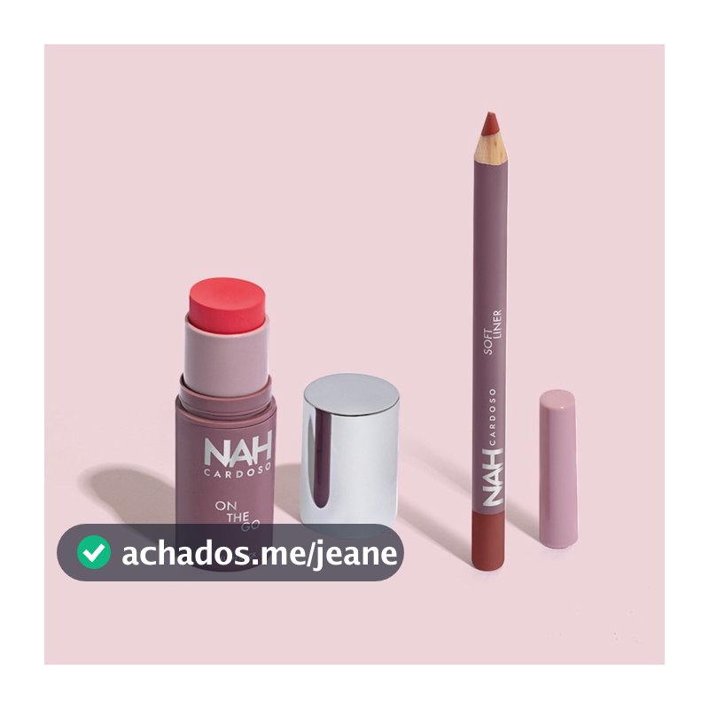 Combo By Nah Cardoso:  Lápis Contorno Labial Rosa Bold 1,1g +  Blush Stick Marrom Lovely 5g