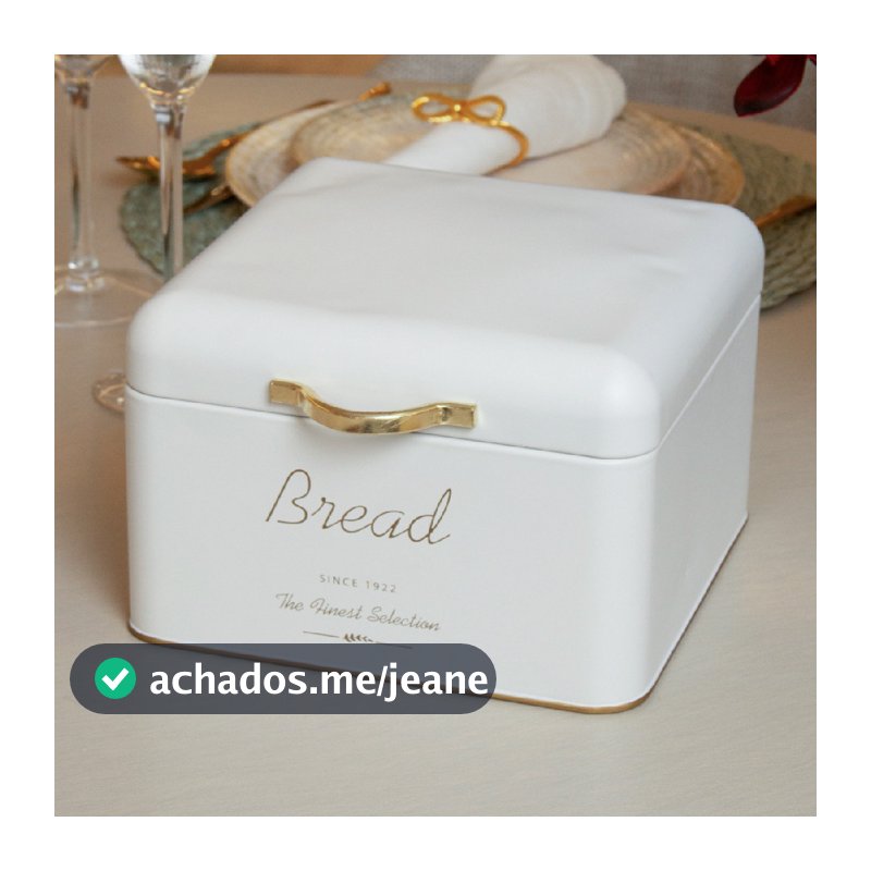 Porta Pão  Wolff em Metal Off White Gold Organizador Mesa Posta Café Requintado Luxo Almoço Janta Pães