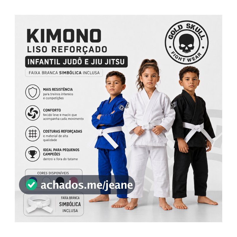 Kimono Infantil Judô e Jiu Jitsu Reforçadinho 100% Algodão