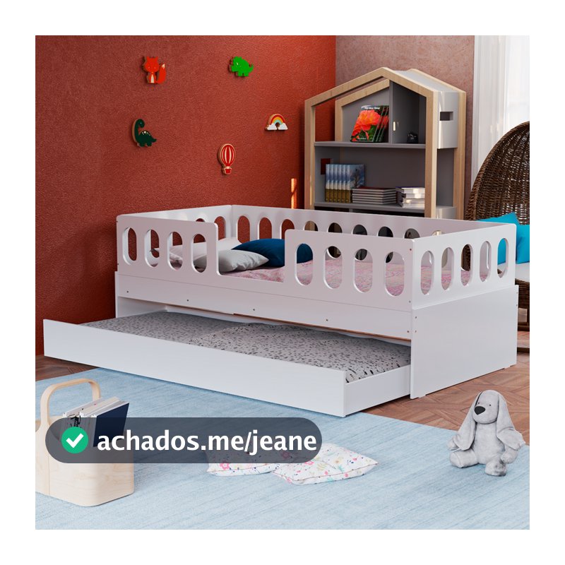 Cama Juvenil Lara Solteiro Com Cama Auxiliar Branco