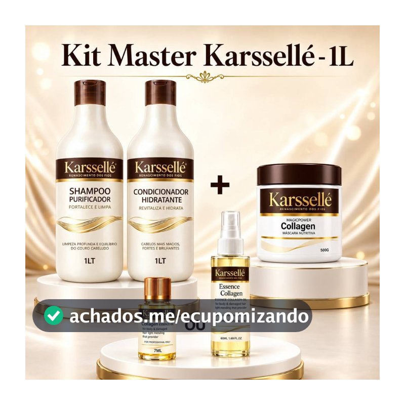 Kit Shampoo 1LT + Condicionador 1LT + Máscara 500g + Oleo 7ml OU 60ml - Karssellé