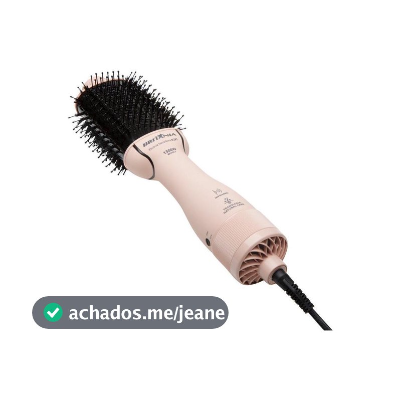 Escova Secadora Britânia 1300W Luz Infrared Cerâmica Íons Turmalina 2 Velocidades Soft BEC07R