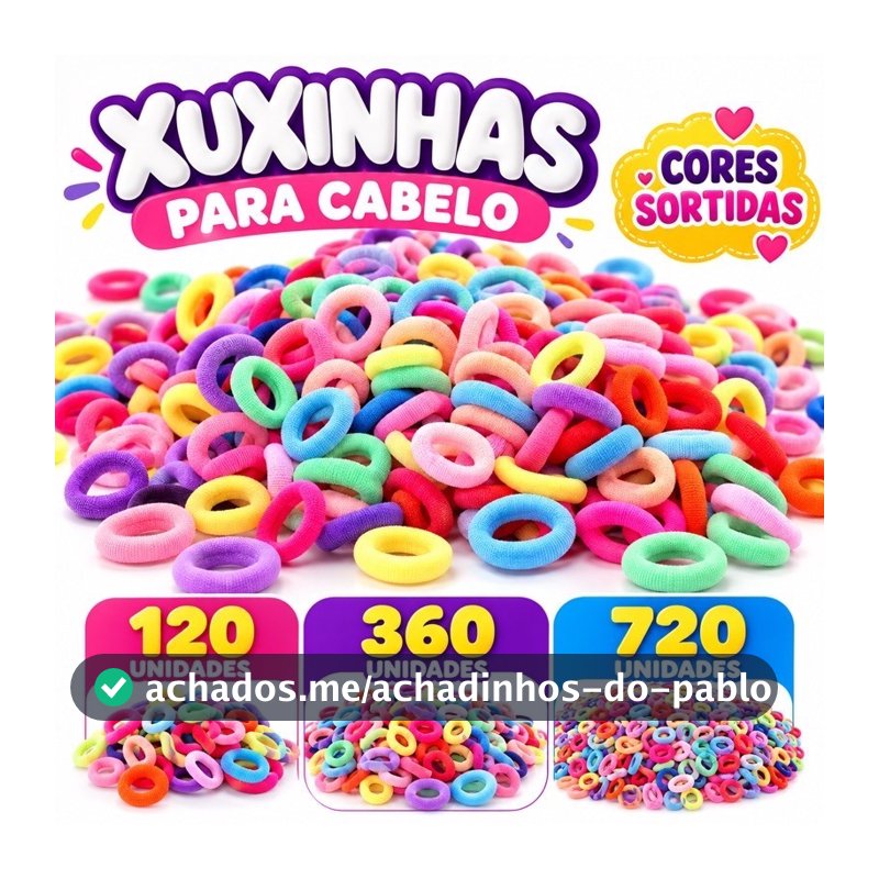 Kit Xuxinha Elástico de Cabelo Mini Rabicó Infantil Tipo Meia 120 360 720 Unidades