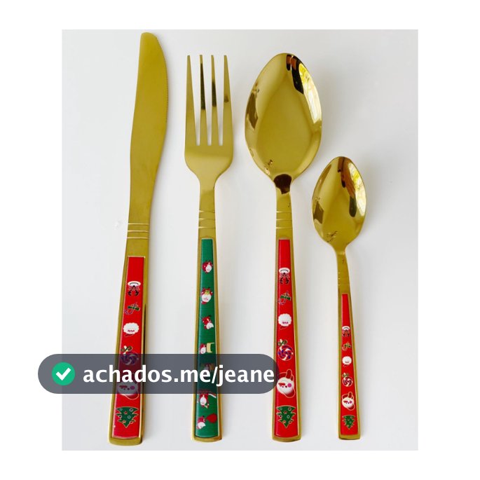 Natal talheres faqueiro de natal 24 peças em aço inox ideal para mesa posta ceia de natal