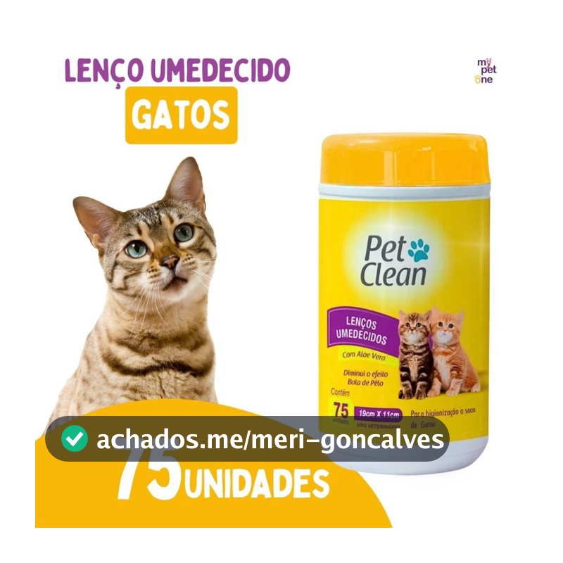 Lenços Umedecidos Pet Clean para Gatos - 75 Unidades