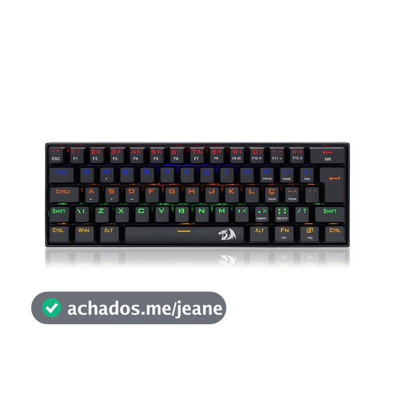 Teclado Mecanico Redragon Lakshmi, Rainbow, ABNT2, Layout 60%, Switch Marrom, K606R-PT-BROWN