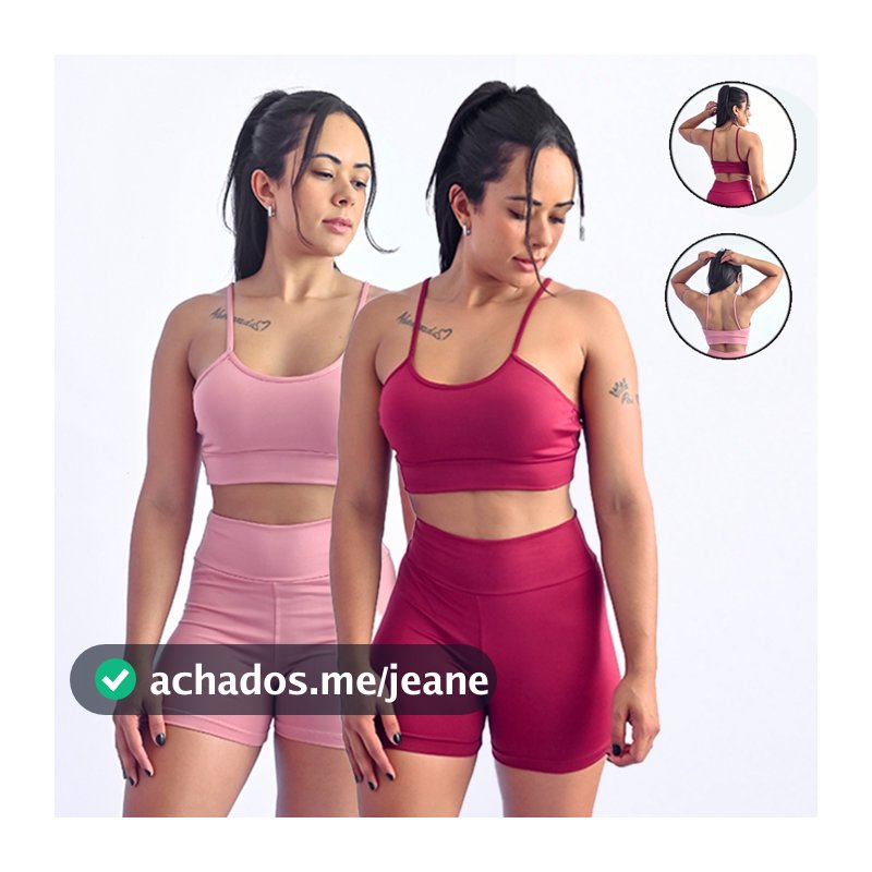 Kit 2 Conjuntos De Academia Feminino Short e Top Roupa Fitness Zero Transparência