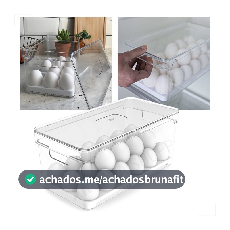 Porta Ovos e Organizador de Geladeira Com Tampa Clear Fresh 36 Unidades em Acrílico Ou Multiuso