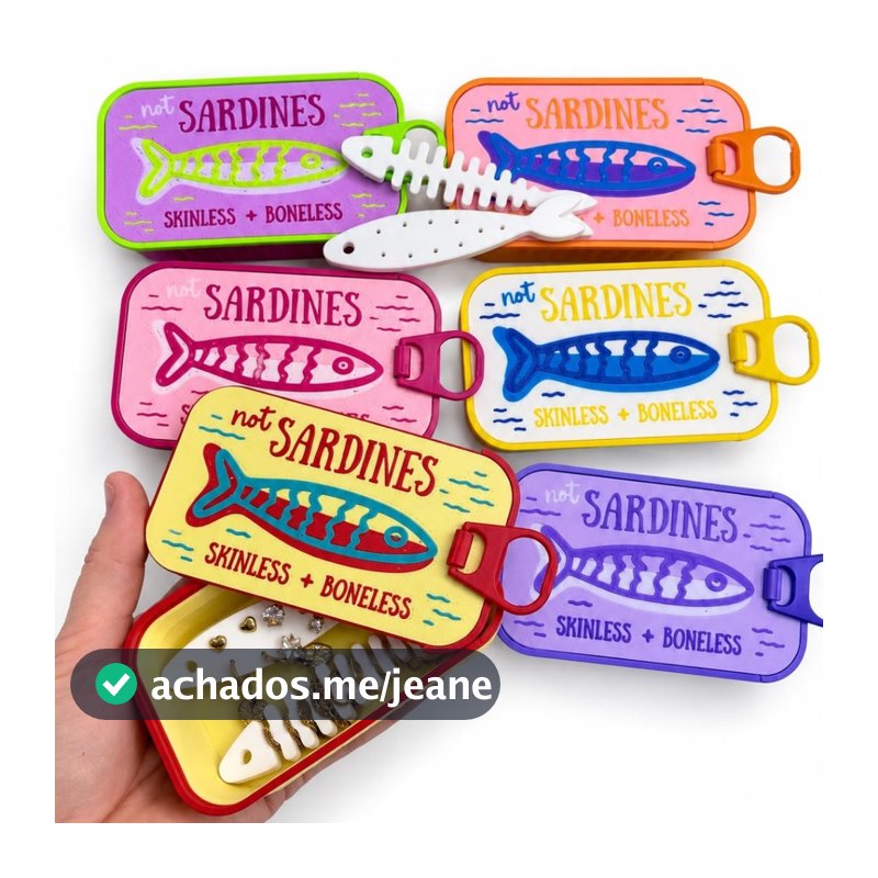 Porta Joias Lata de Sardinha Criativo Organizador de Bijuterias para Viagem