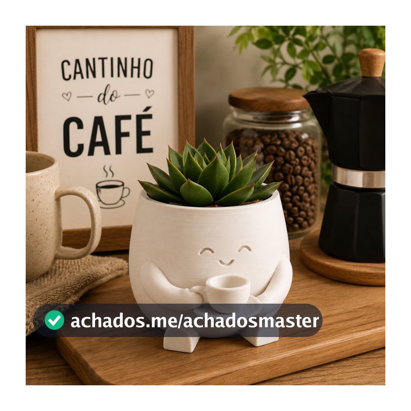 Mini Vasinho Cachepot Para Suculentas Tomando Café Decoração Cantinho Do Café Cozinha Sala