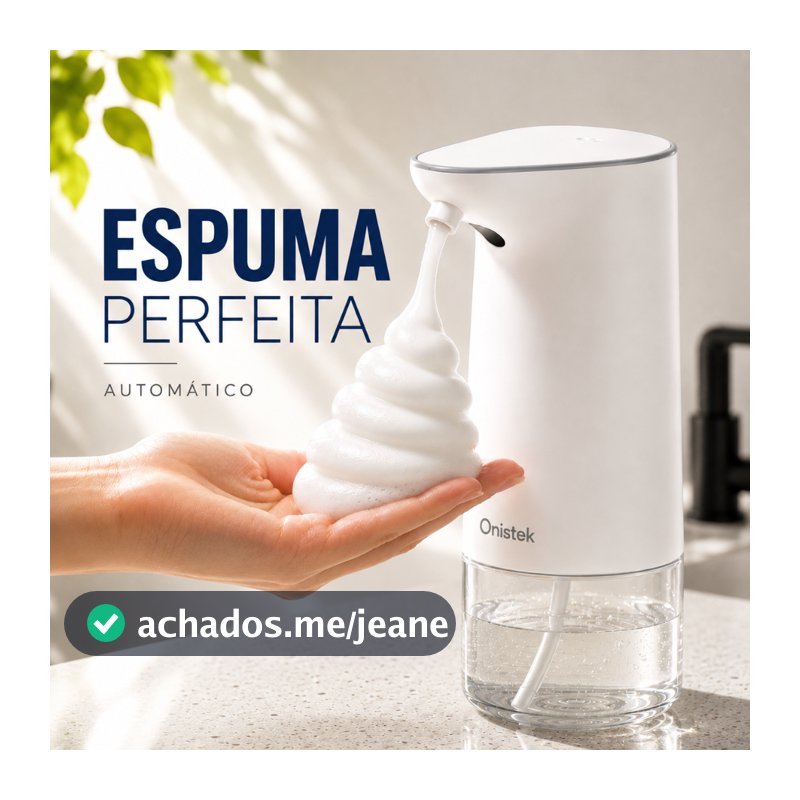 Dispenser Automático de Sabão Espuma Sensor sem Toque Recarregável USB Tipo-C 500ml para Banheiro e Cozinha