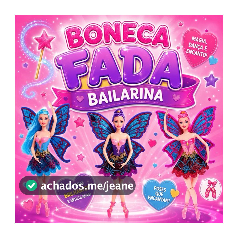 Boneca Fada Bailarina Articulada Com Asas Brilhante Com Acessório . Frete Grátis