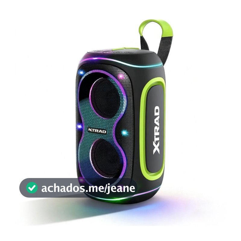 Caixa de Som Bluetooth Portátil Potente Multimídia com LED Longa Duração A Prova D'água XDG-205