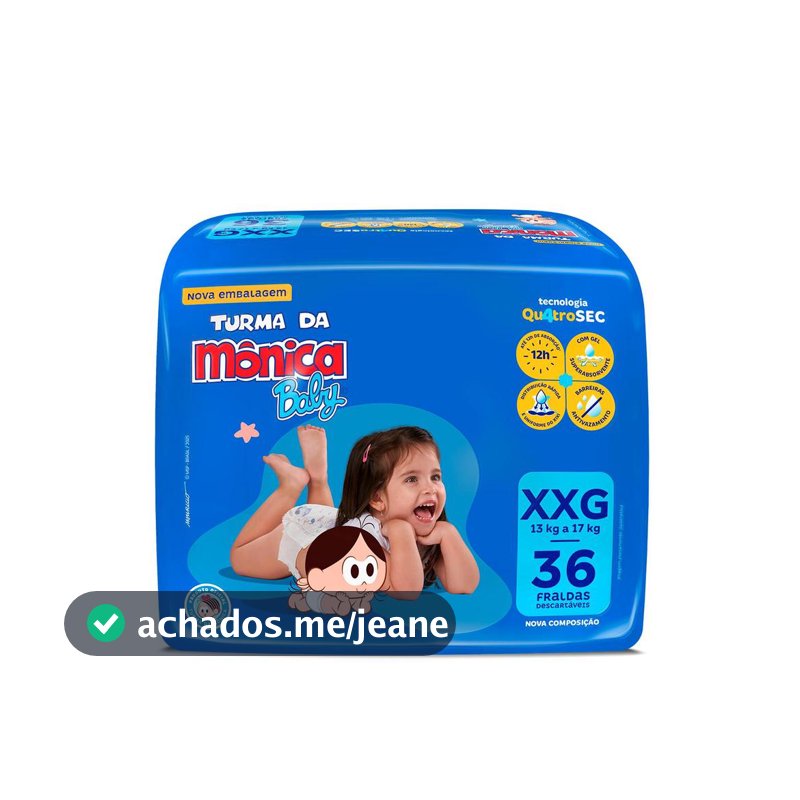 Fralda Turma da Mônica Baby Mega XXG com 36un