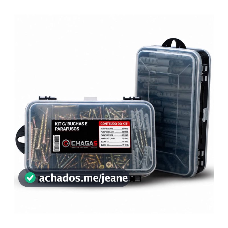 Kit 300/400 peças parafuso e bucha com organizador multiuso maleta marcenaria chipboard phillips