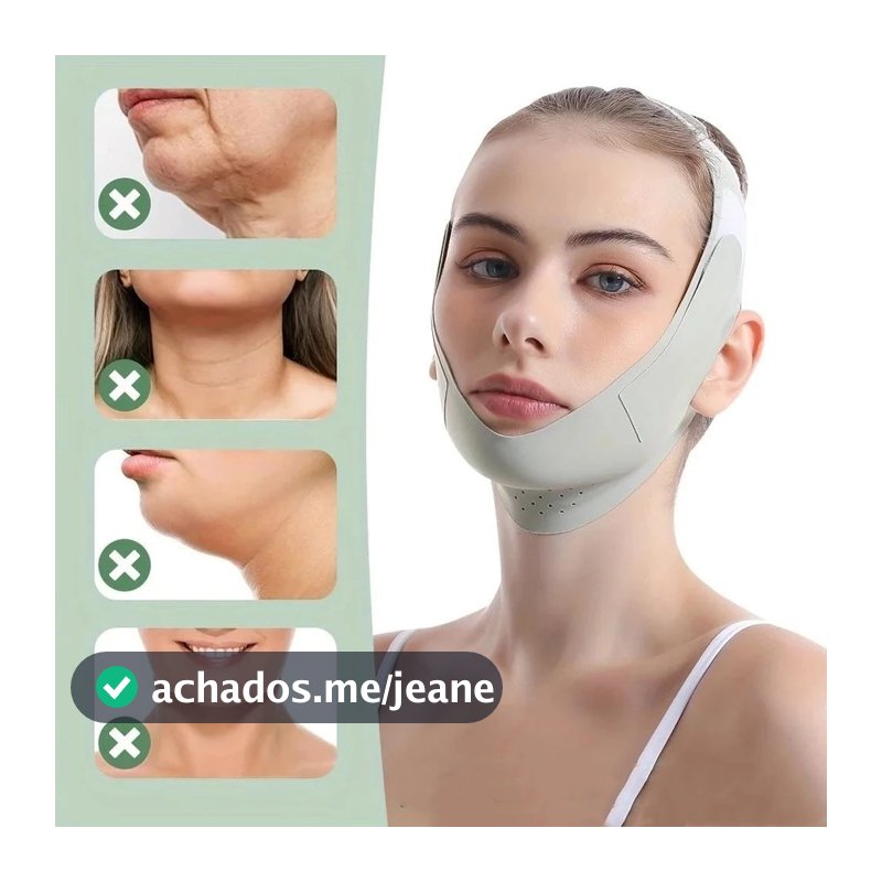Faixa Modeladora Facial em V para Afinar o Rosto, Levanta o Queixo e as Bochechas, Reduz a Papada e Modela o Rosto
