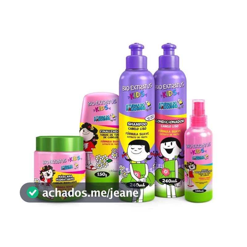 Bio Extratus Kit Linha Cabelo Liso Kids (shampoo, condicionador, finalizador , spray e mascara)