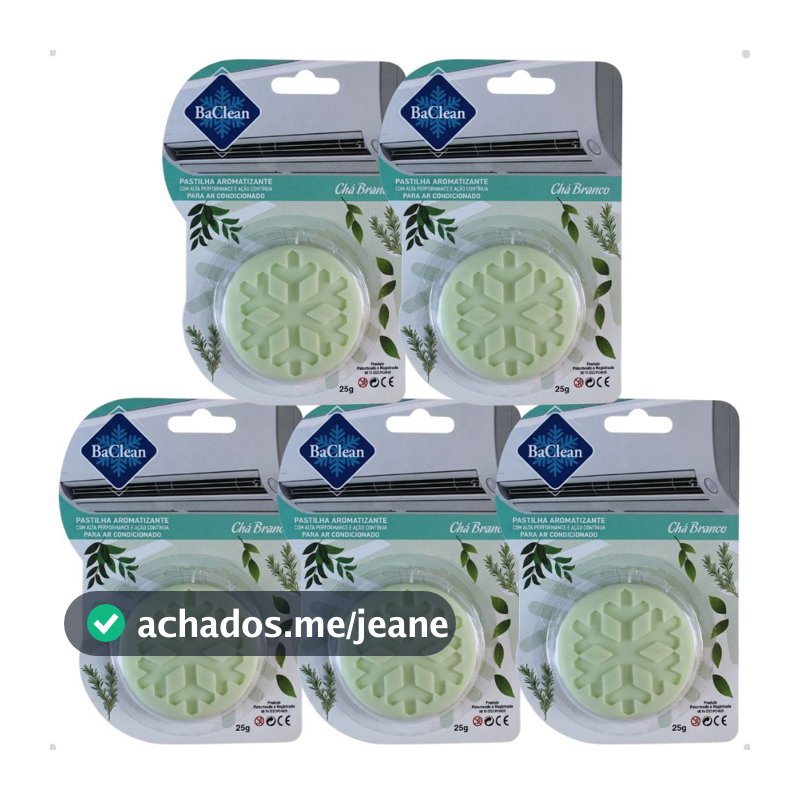 Kit 5 Pastilhas Aromatizantes BaClean Ar Condicionado Chá Branco