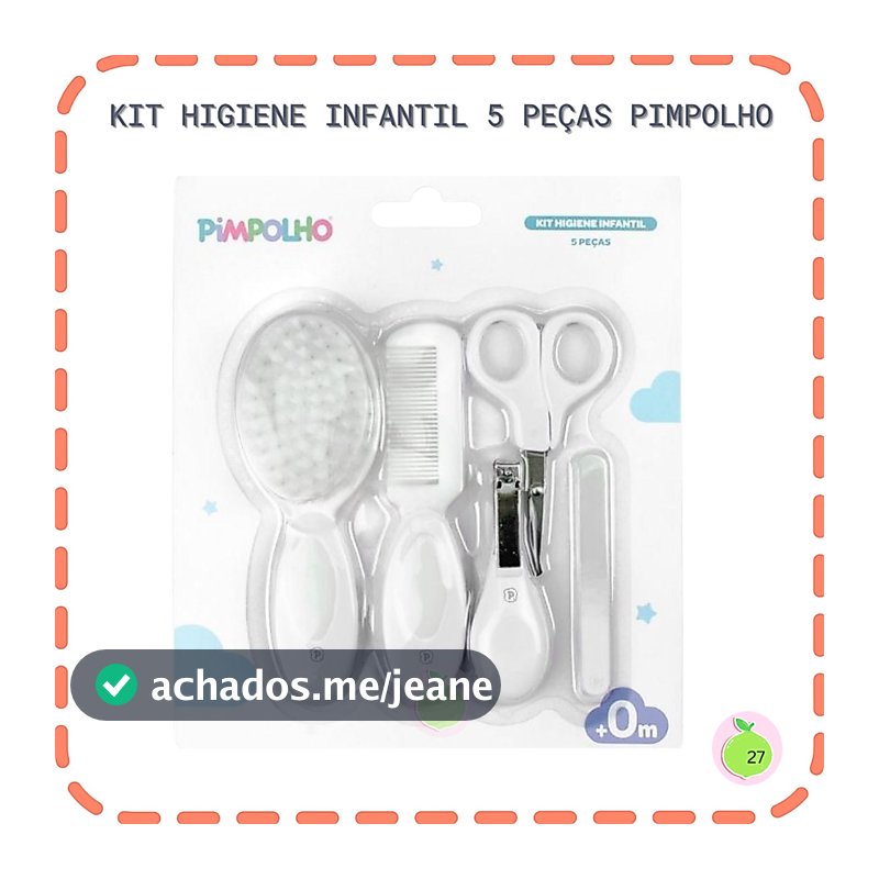 Kit de Higiene Bebê Branco 5 Peças Pimpolho Maternidade Cuidados Corpo do Bebê Completo