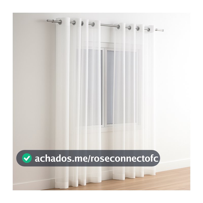 Cortina Em Tecido Voil 6,0 X 2,80 Branco e Palha - Para Sala/Quarto e Escritório