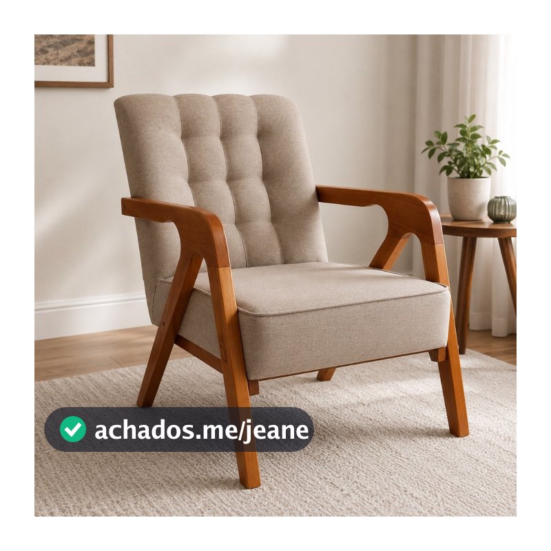 Poltrona Livia Luxo Pé Madeira Maciça Confortável Elegante Decoração Para Sala Recepção Quarto