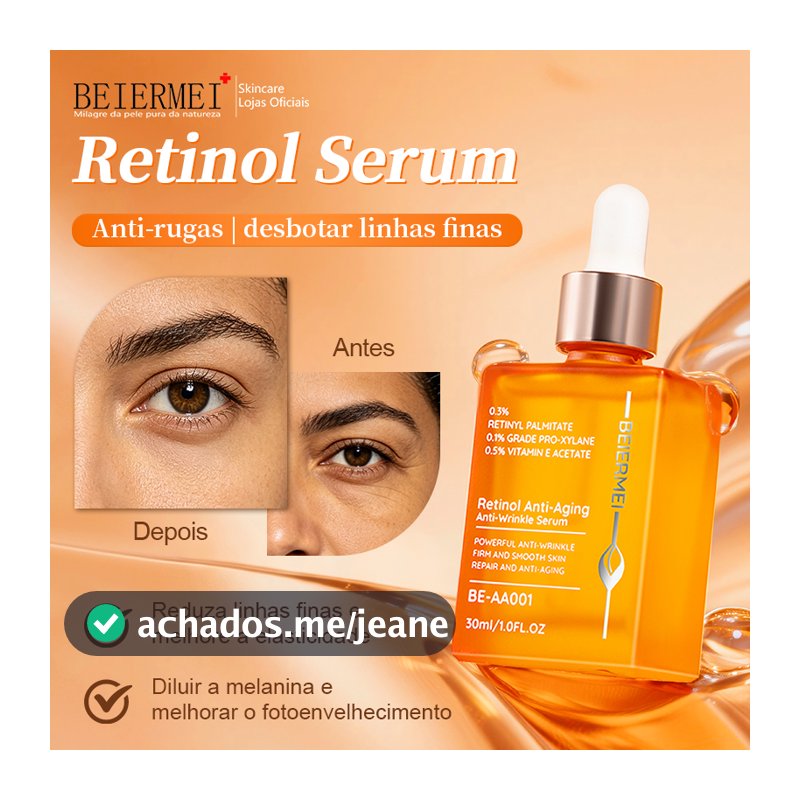 BEIERMEI Sérum Antienvelhecimento e Antirrugas com Retinol 30ml / 1.0 FL.OZ Antirrugas intenso Aperta e suaviza a pele