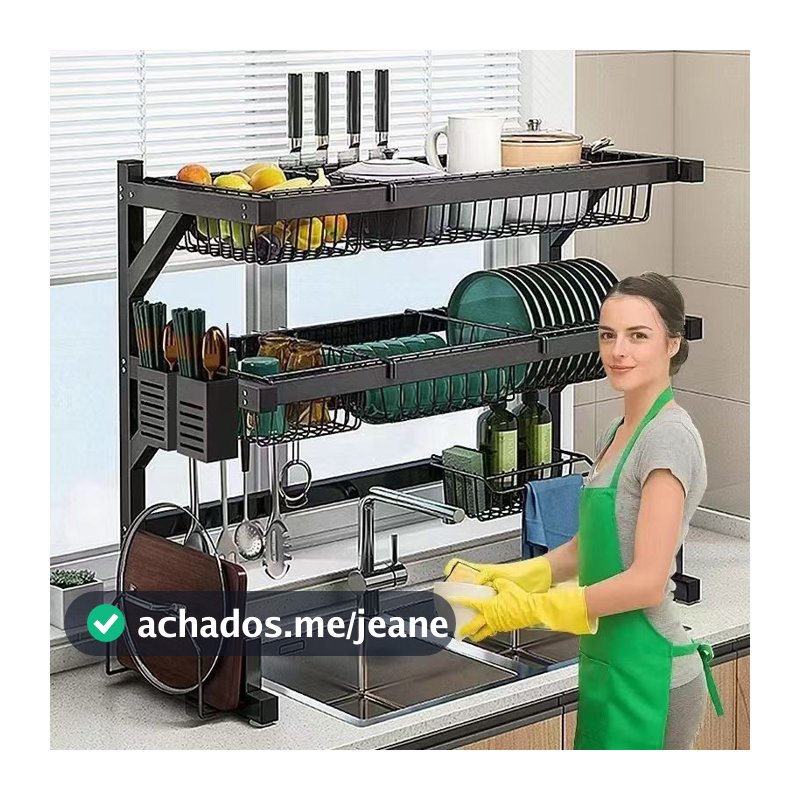 Escorredor De Louça Suspenso Boutique 85cm Kitchen Rack Aço Inoxidável  Pra Cozinha Organizador Louça Qualidade
