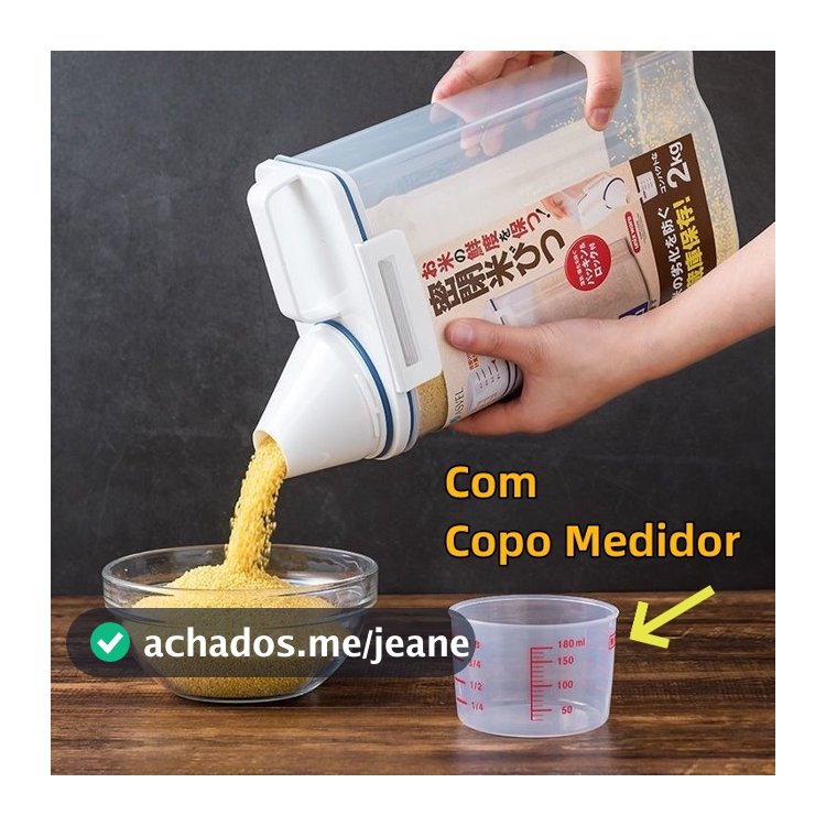 Pote Hermético 2L Com Medidor Organizador De Alimentos Mantimentos Arroz