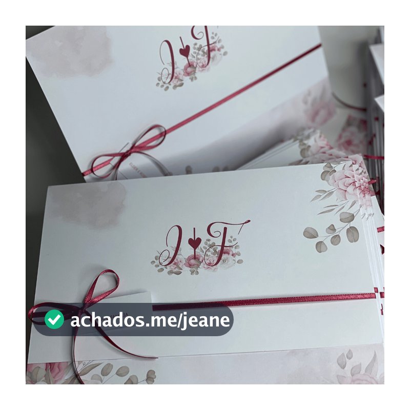 50 unidades do Convite Casamento e Festas Elegante Papel Premium Floral Rosa! PROMOÇÃO!!!