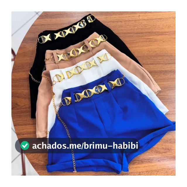 Short Feminino Estiloso Alfaiataria Cintura Alta  com Cinto Corrente Tendência Verão