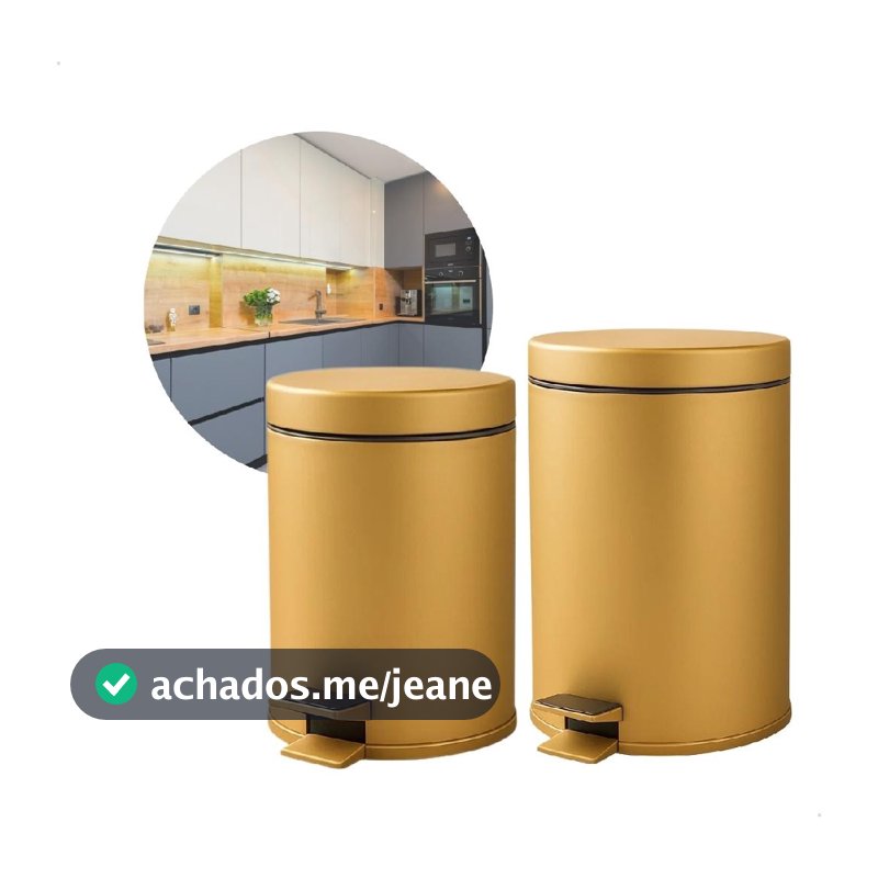 Kit 2 Lixeiras Aço Inox De 3l E 5l Dourada Crie Construa