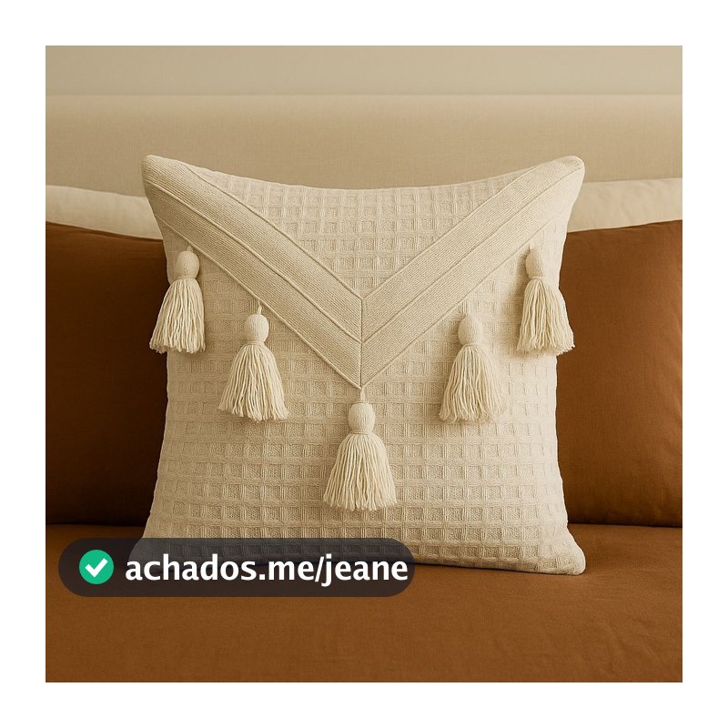 Capa Macramê Algodão Almofada Artesanal Decoração Boho Trama Natural handmade pompom trançado