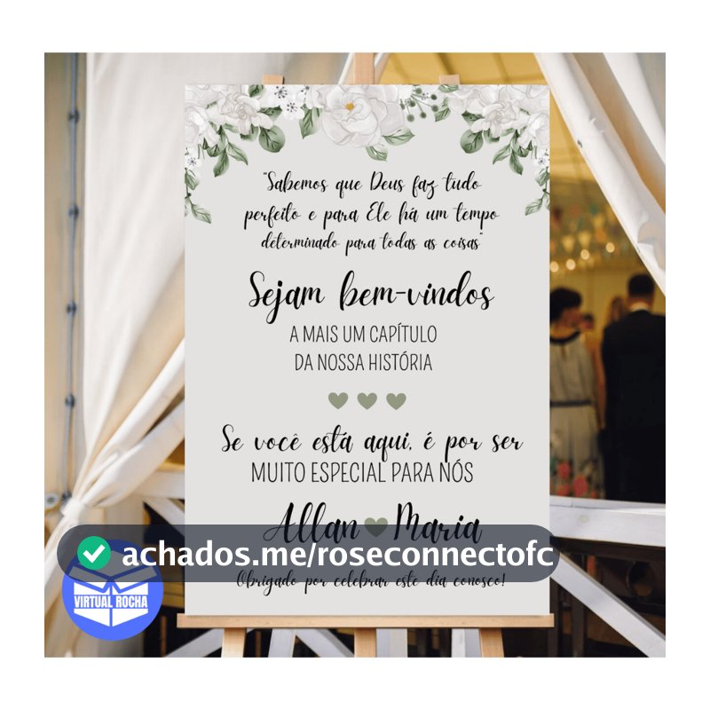 Quadro Decorativo Placa Decorativa Bem-Vindo Entrada Casamento Folhagem Branca MDF