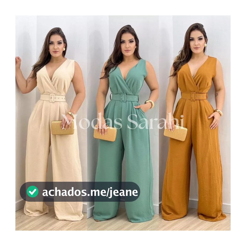 Macacão Feminino Duna Pantalona com Bojo e Cinto 003