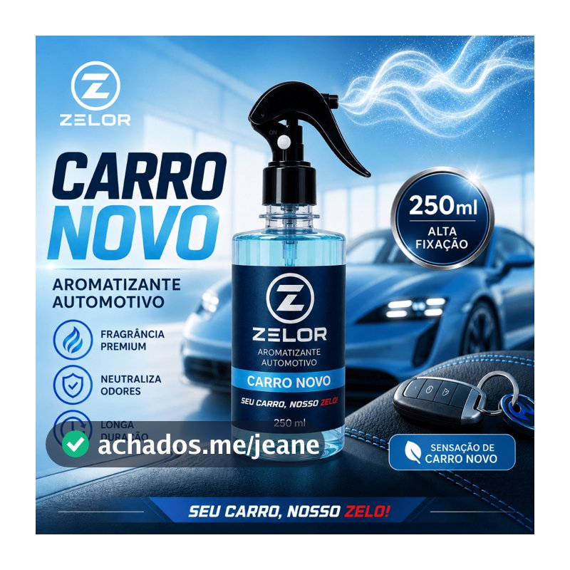 Cheirinho para Carro Spray 250ml Zelor Elimina Mau Cheiro Aromatizante Automotivo Longa Duração Uber 99 InDriver