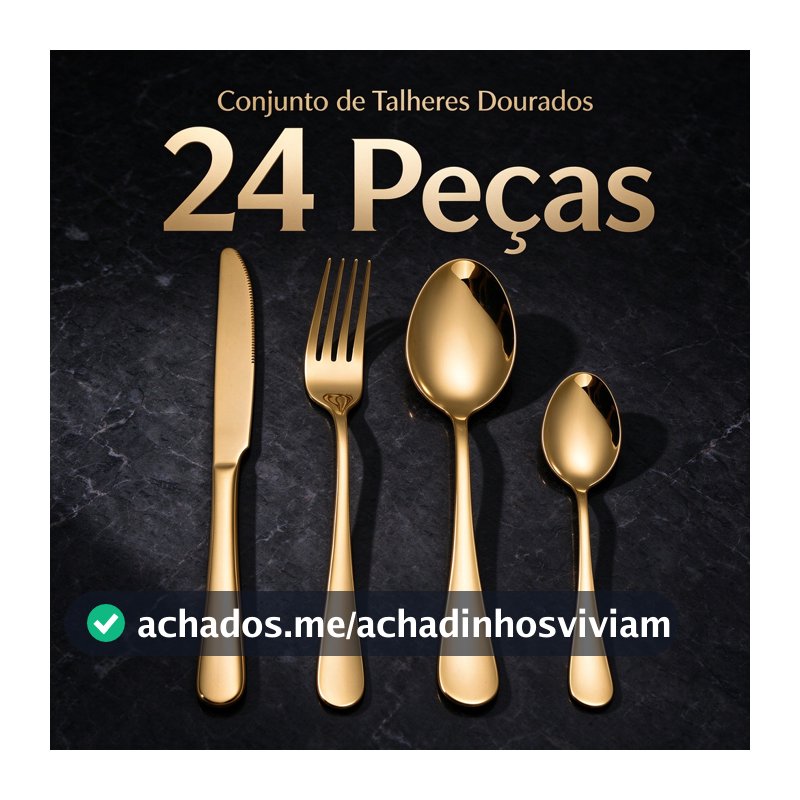 24 Pcs LouçA De Aço InoxidáVel Colher De Sobremesa Dourada / Luxuoso