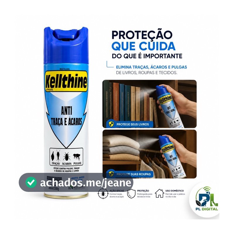 Anti Traças Ácaros Spray 300ml Elimina Traças Ácaros de Roupas Tecidos e Armários